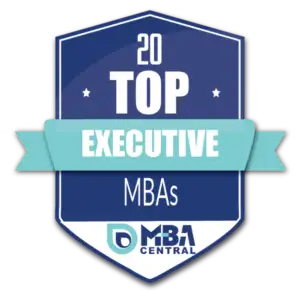 Top 20 Executive MBAs badge from MBA Central