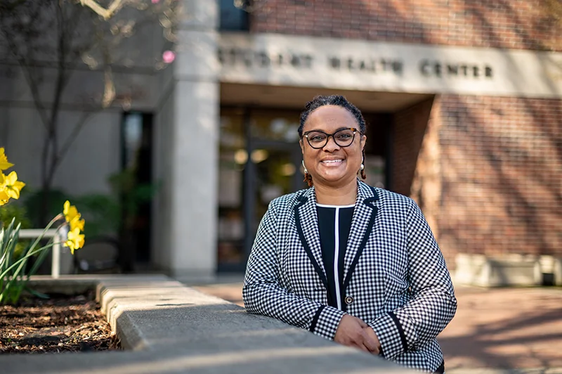 Female adult on college campus